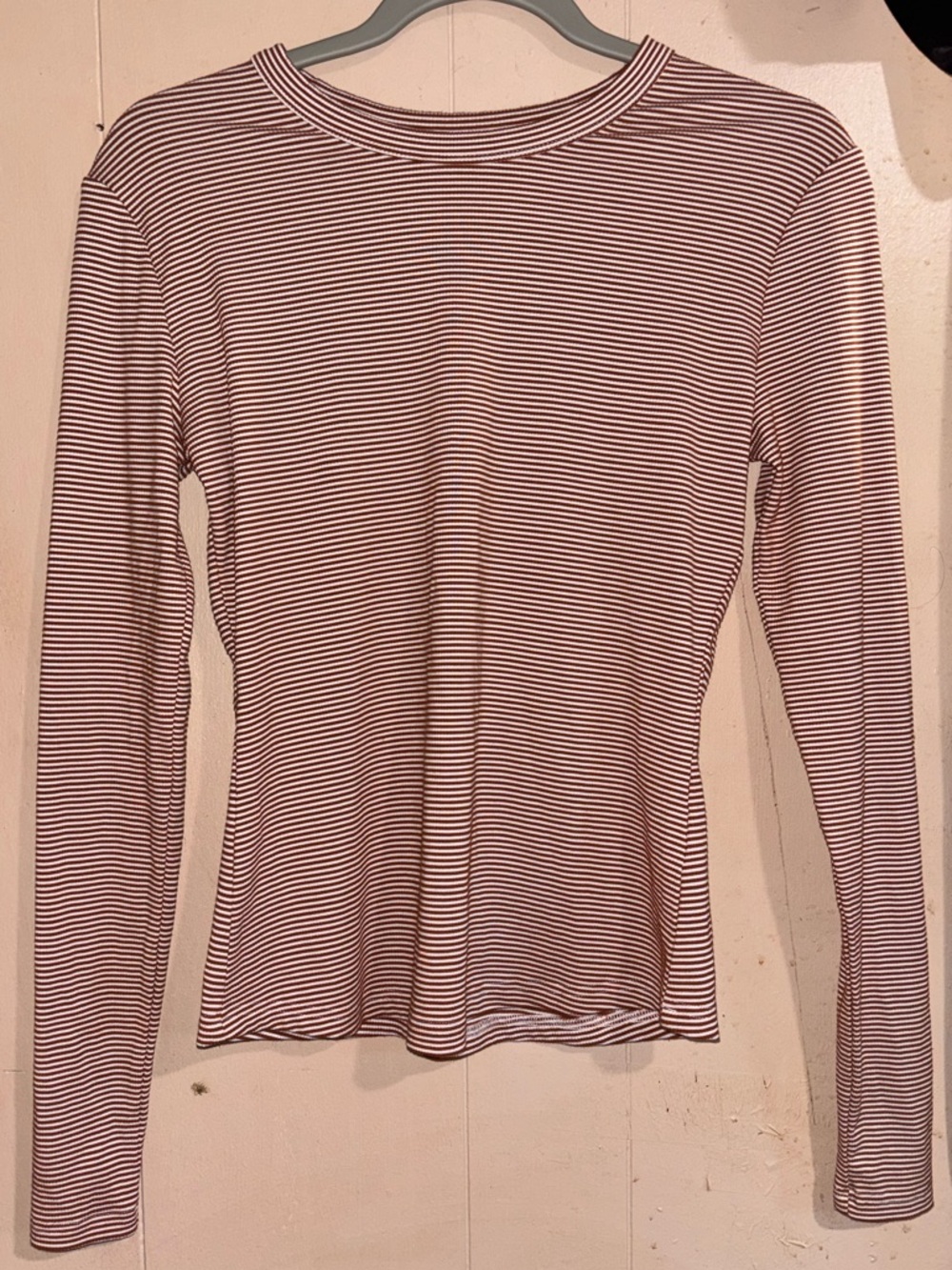 Pink Lily Narrow Striped Long Sleeve Top - Red & White